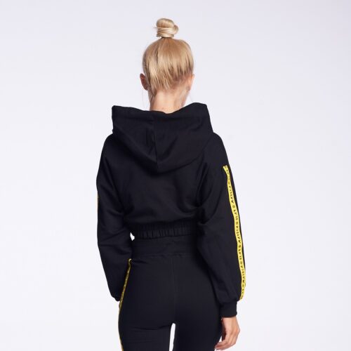 BLACK SHORT HOODIE YELLOW TAPS