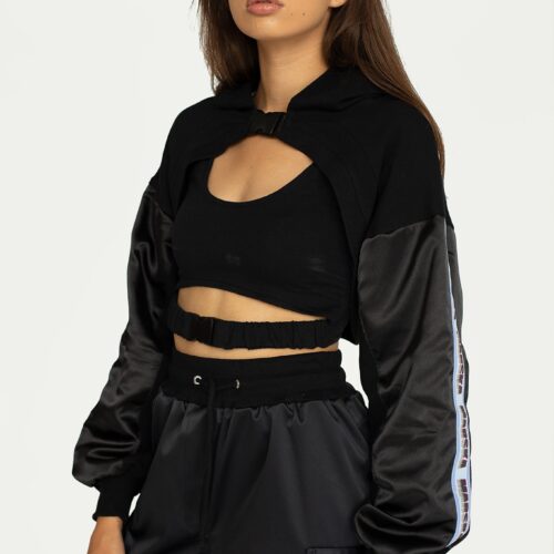 BLUE TAPE SATIN SHORT HOODIE