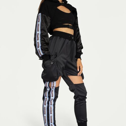 BLUE TAPE SATIN SHORT HOODIE