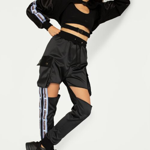 BLUE TAPE SATIN SHORT HOODIE