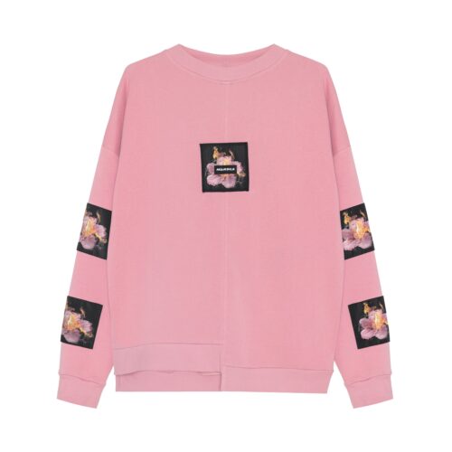 RÓŻOWA BLUZA W PŁONĄCE KWIATY