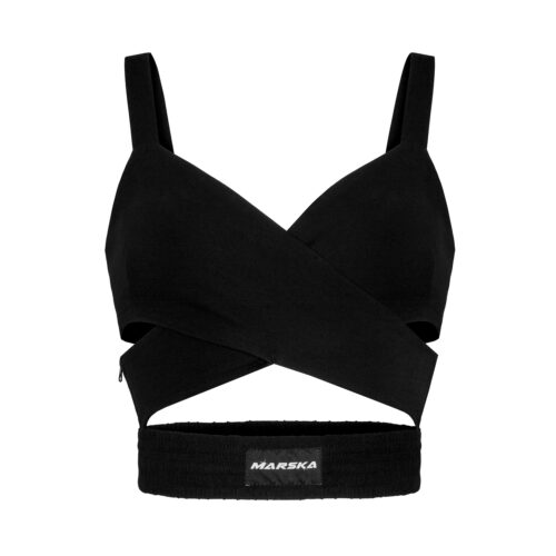 CZARNY TOP Z WYCIĘCIAMI